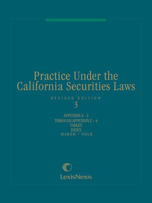 cover image of Practice Under the California Securities Laws